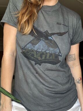 Vintage American Eagle Graphic Tee in Washed Black/Gray